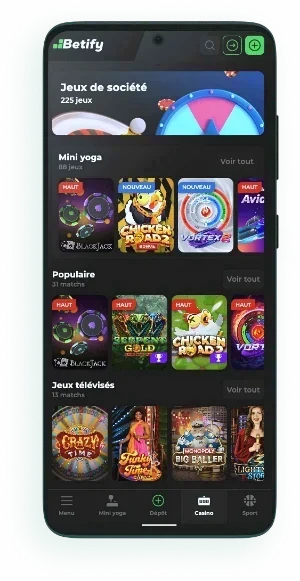 Application mobile Betify sur smartphone