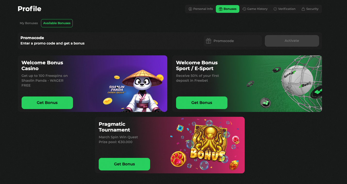 Promotions et bonus disponibles sur Betify