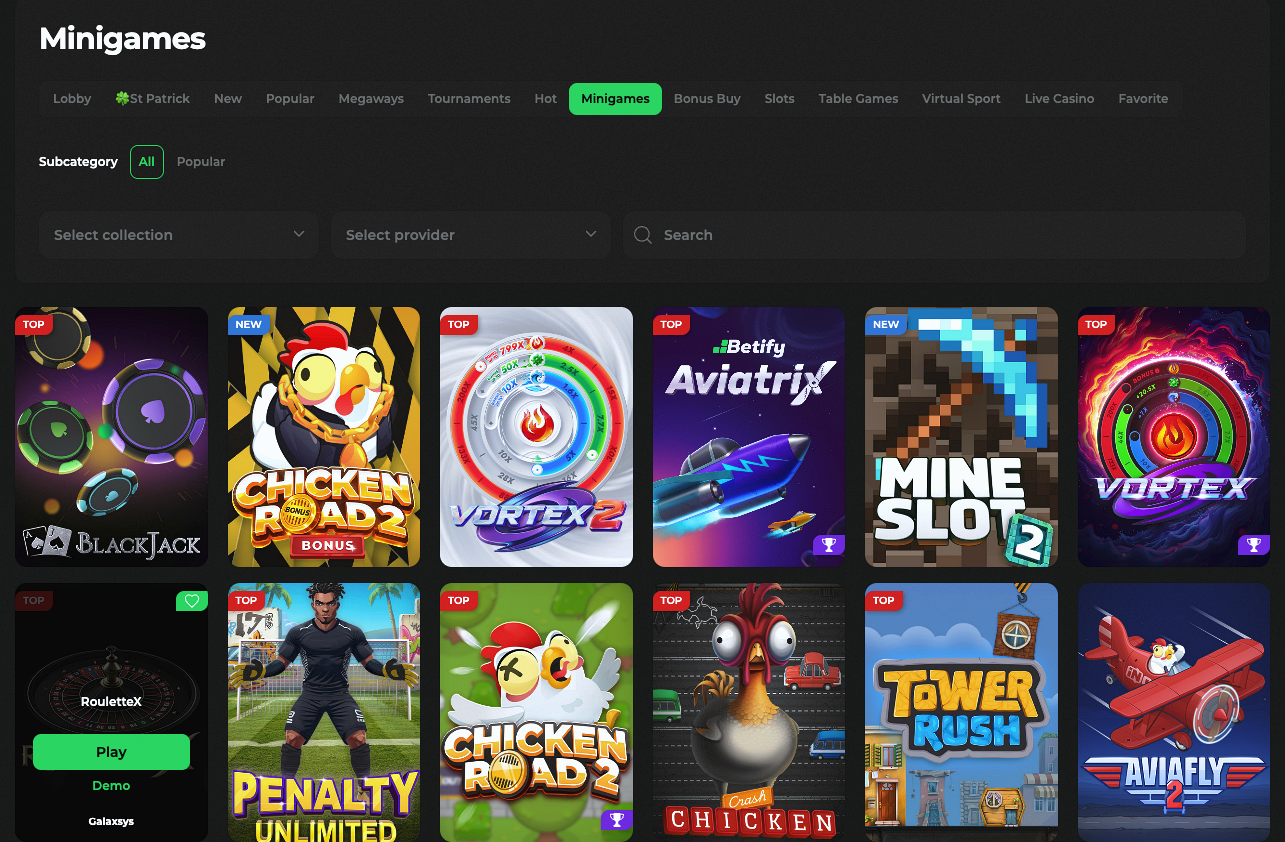 Lobby mini-jeux Betify