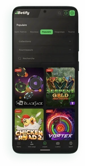 Version mobile Betify